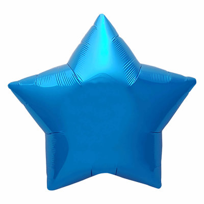 Воздушный шар, фольгированная звезда синяя, 18″/46 см